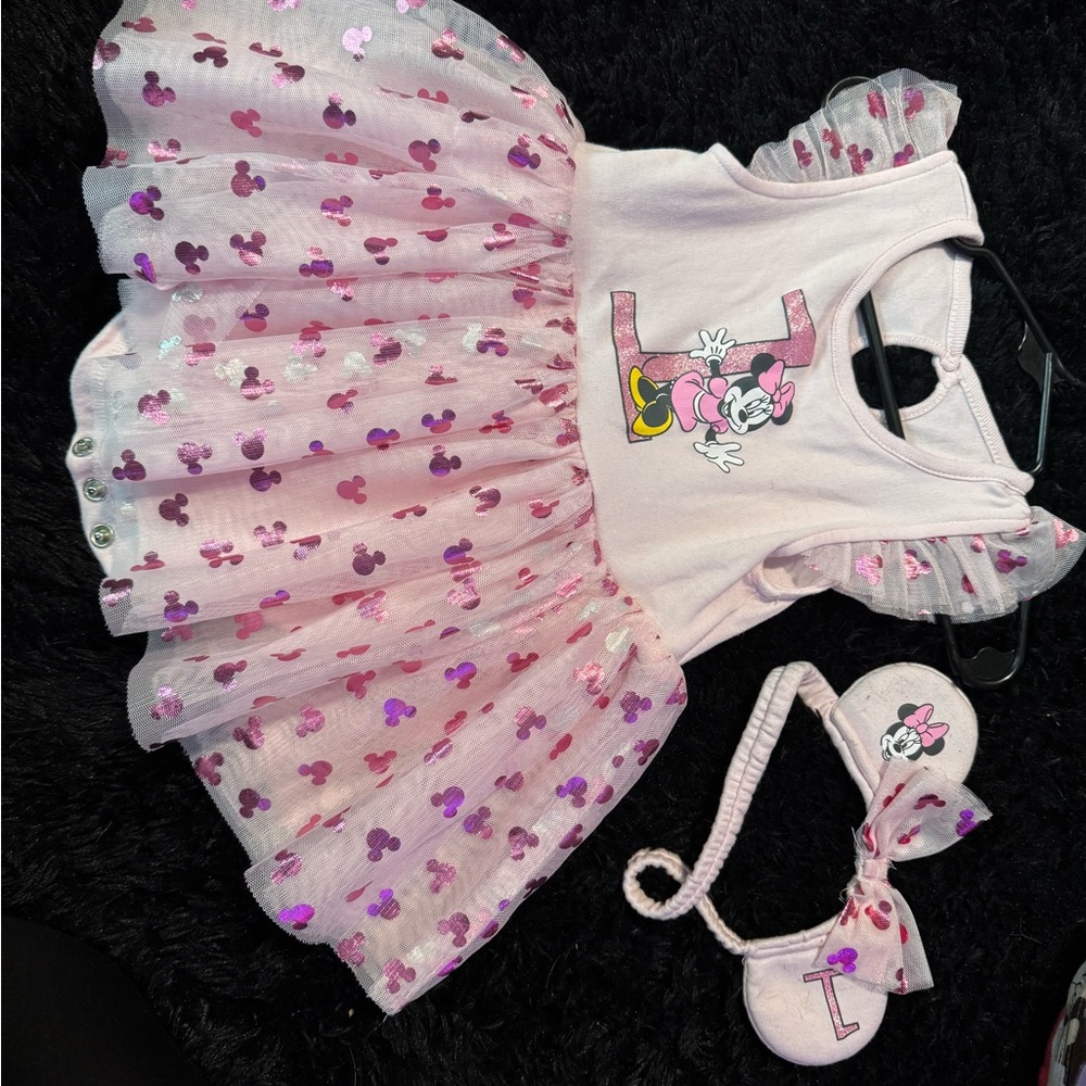 Pink Minnie Mouse birthday Dress with foil Minnie’s - Picture 2 of 4